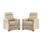 Fauteuil inclinable électrique Alina 31,50 pouces de large en cuir véritable avec port USB, lot de 2