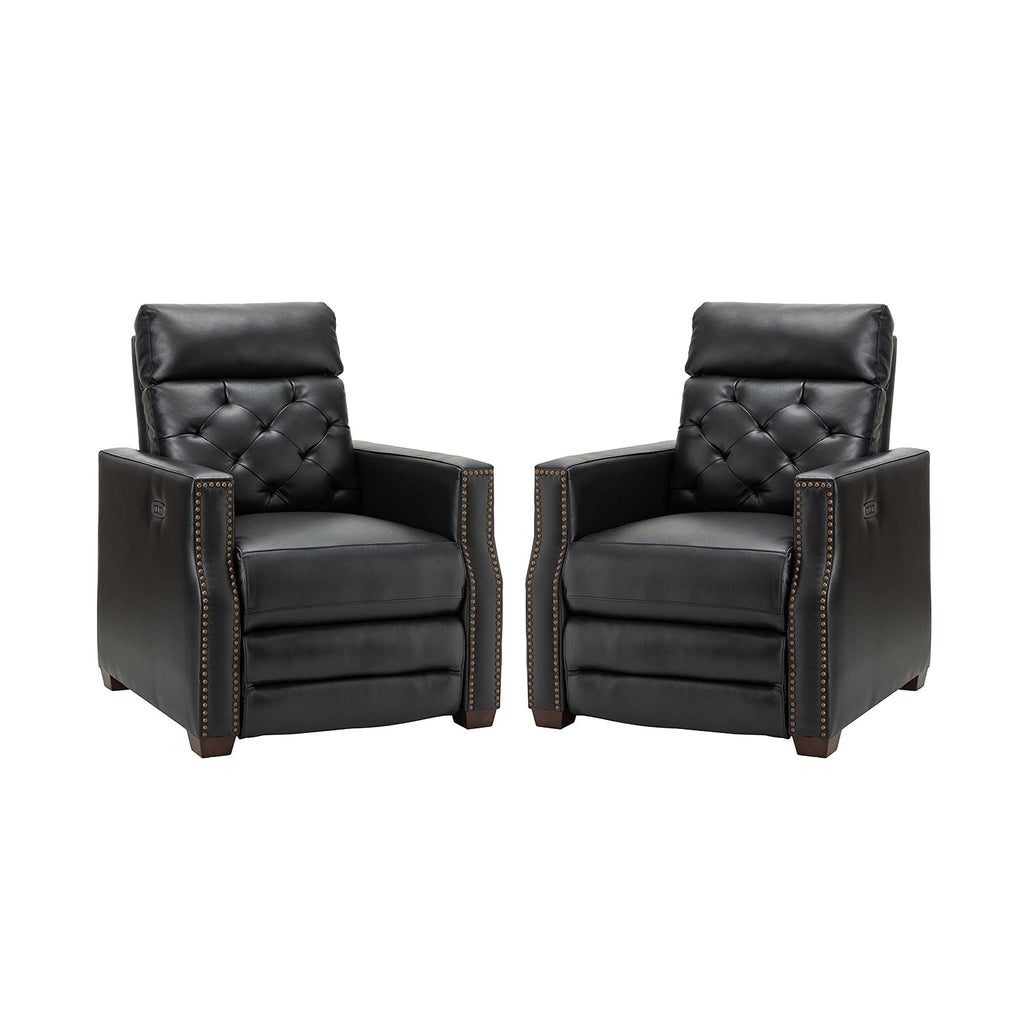 Fauteuil inclinable électrique Alina 31,50 pouces de large en cuir véritable avec port USB, lot de 2