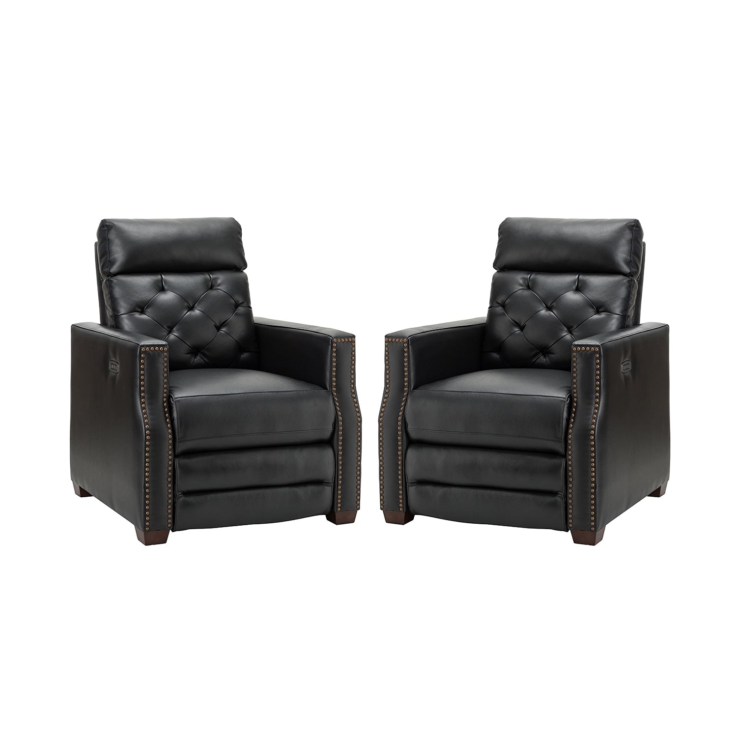 Fauteuil inclinable électrique Alina 31,50 pouces de large en cuir véritable avec port USB, lot de 2