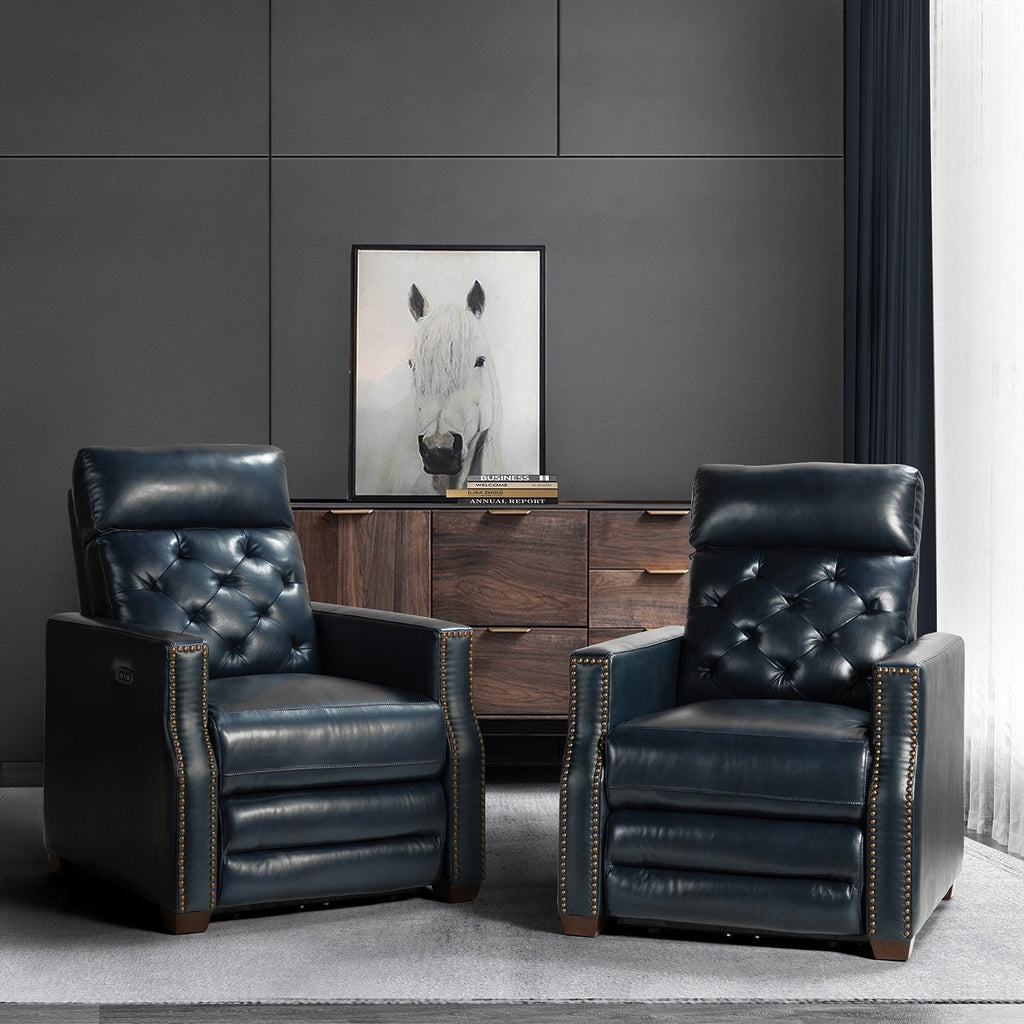 Fauteuil inclinable électrique Alina 31,50 pouces de large en cuir véritable avec port USB, lot de 2