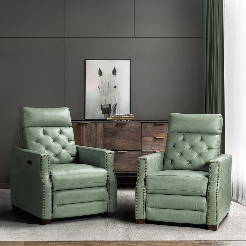 Fauteuil inclinable électrique Alina 31,50 pouces de large en cuir véritable avec port USB, lot de 2