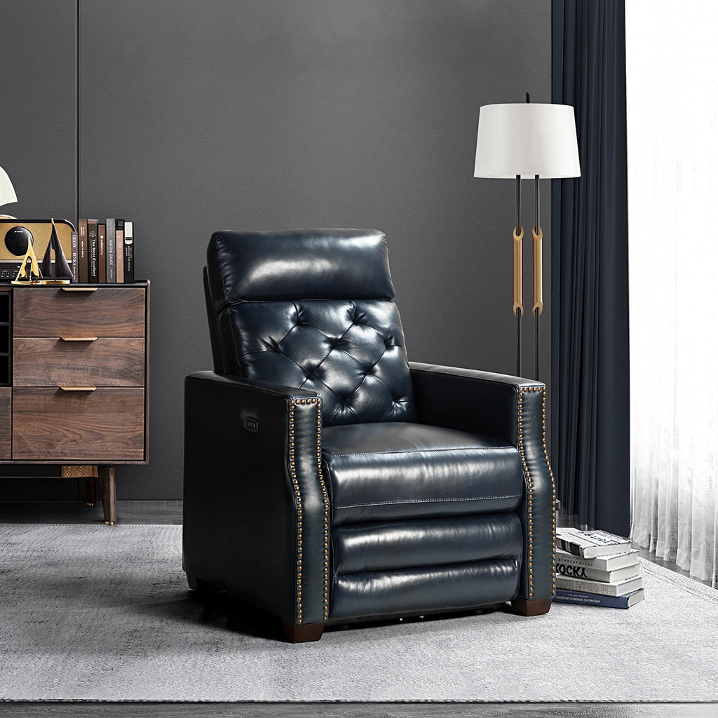 Fauteuil inclinable électrique Alina 31,50 pouces en cuir véritable avec port USB