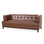 Canapé Alio, 81 pouces, accoudoirs smoking, capitonnage Chesterfield en similicuir marron
