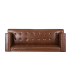 Canapé Alio, 81 pouces, accoudoirs smoking, capitonnage Chesterfield en similicuir marron