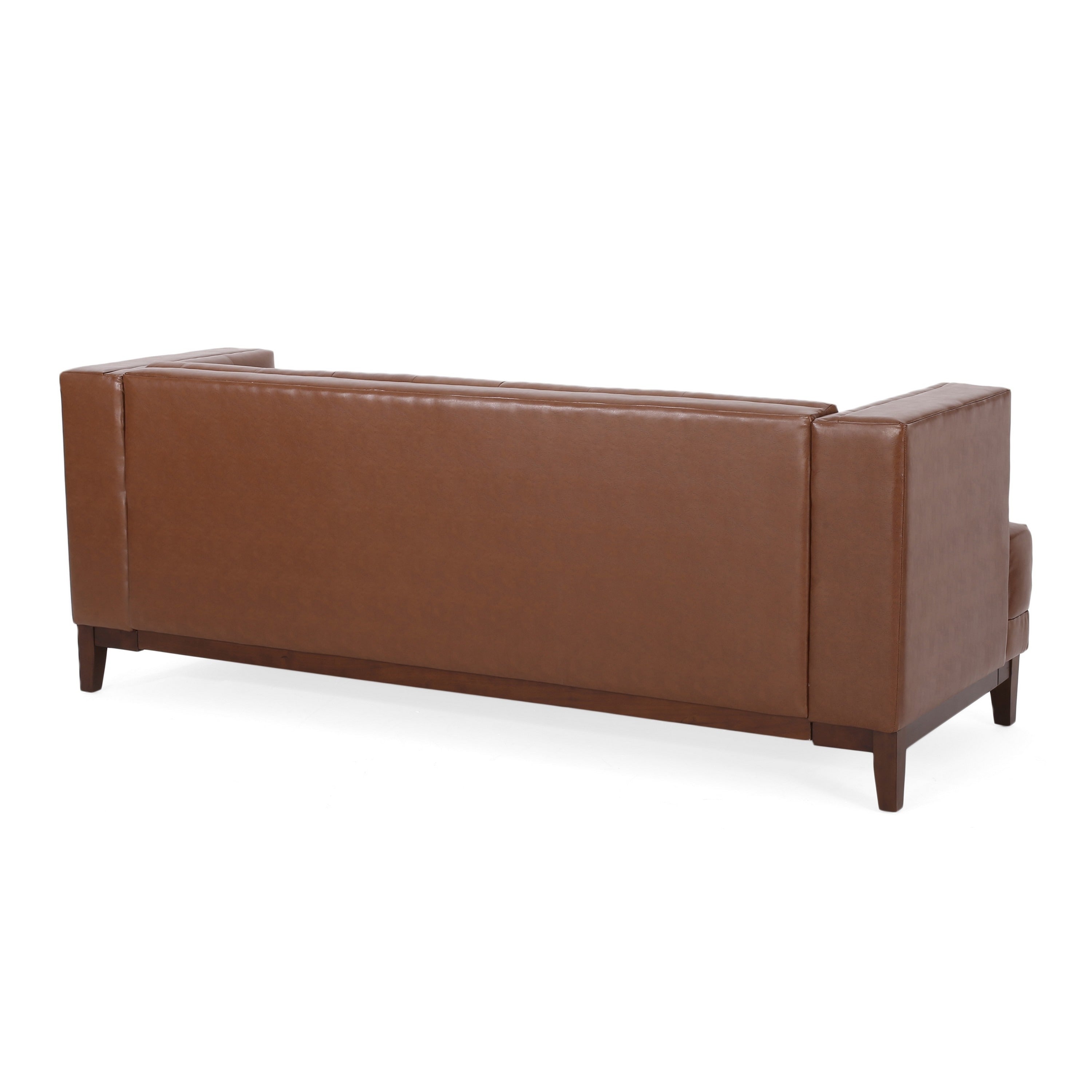 Canapé Alio, 81 pouces, accoudoirs smoking, capitonnage Chesterfield en similicuir marron