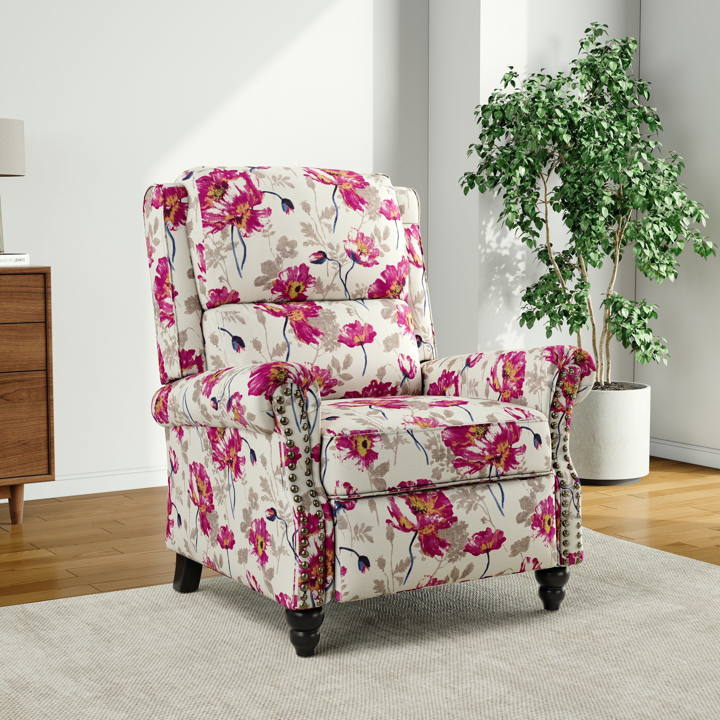 Fauteuil inclinable Alisa 35 po de largeur en cuir végétalien et lin