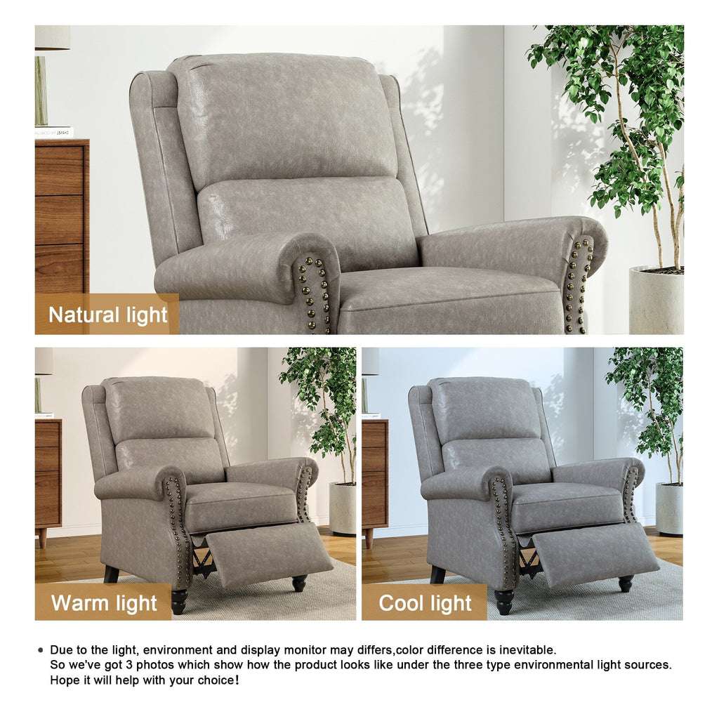 Fauteuil inclinable Alisa 35 po de largeur en cuir végétalien et lin