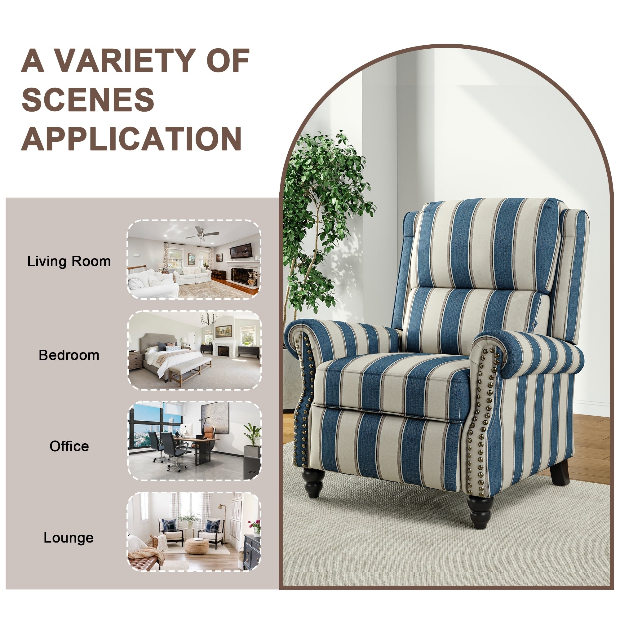 Fauteuil inclinable Alisa 35 po de largeur en cuir végétalien et lin