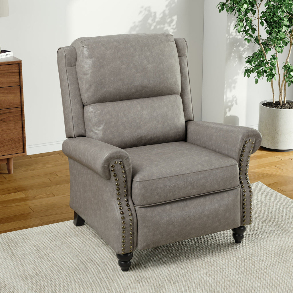 Fauteuil inclinable Alisa 35 po de largeur en cuir végétalien et lin