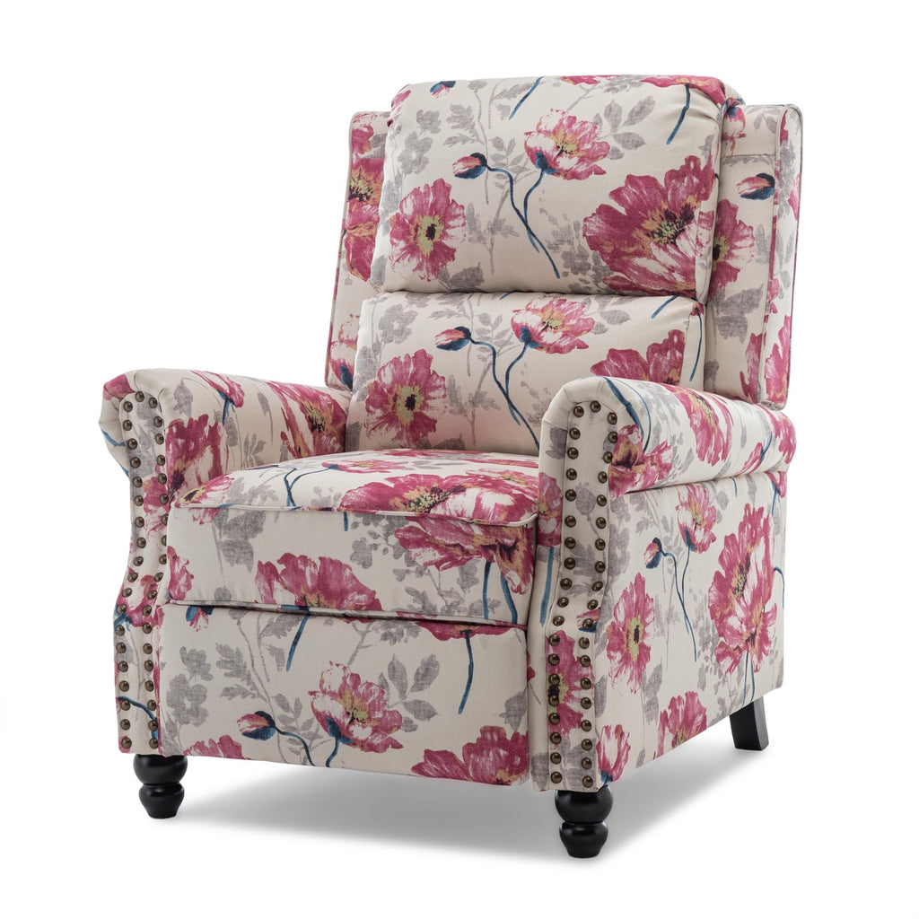 Fauteuil inclinable Alisa 35 po de largeur en cuir végétalien et lin