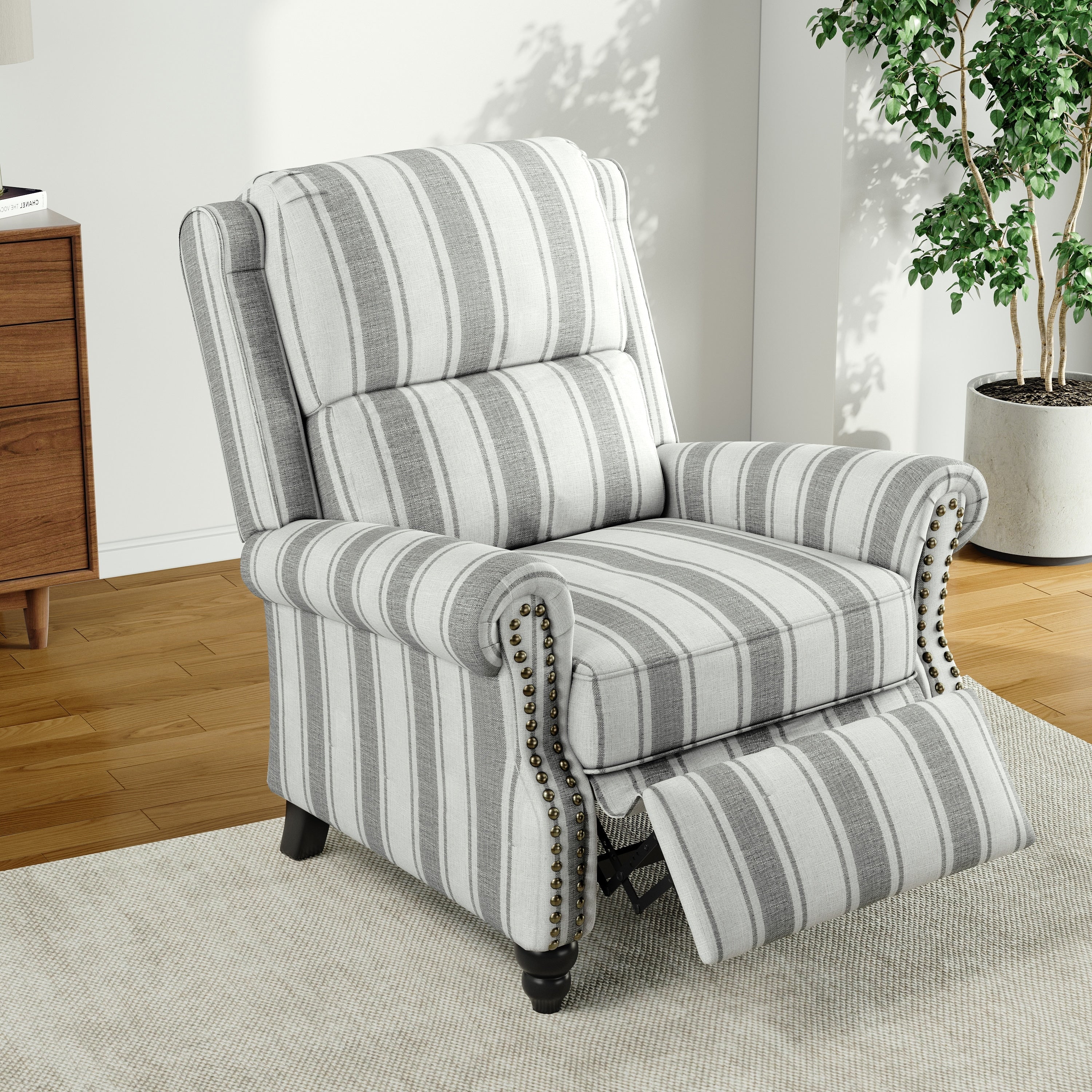 Fauteuil inclinable Alisa 35 po de largeur en cuir végétalien et lin