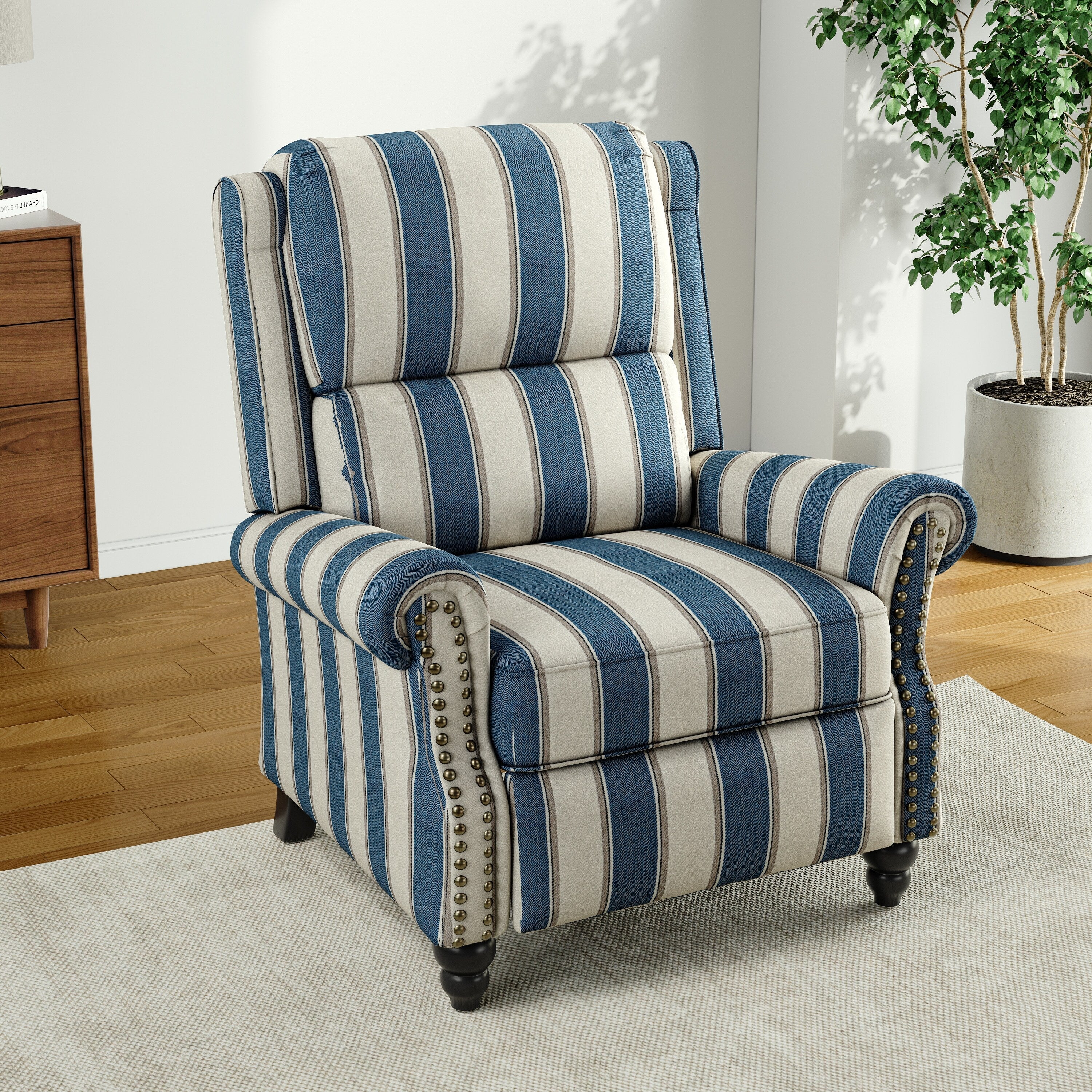 Fauteuil inclinable Alisa 35 po de largeur en cuir végétalien et lin