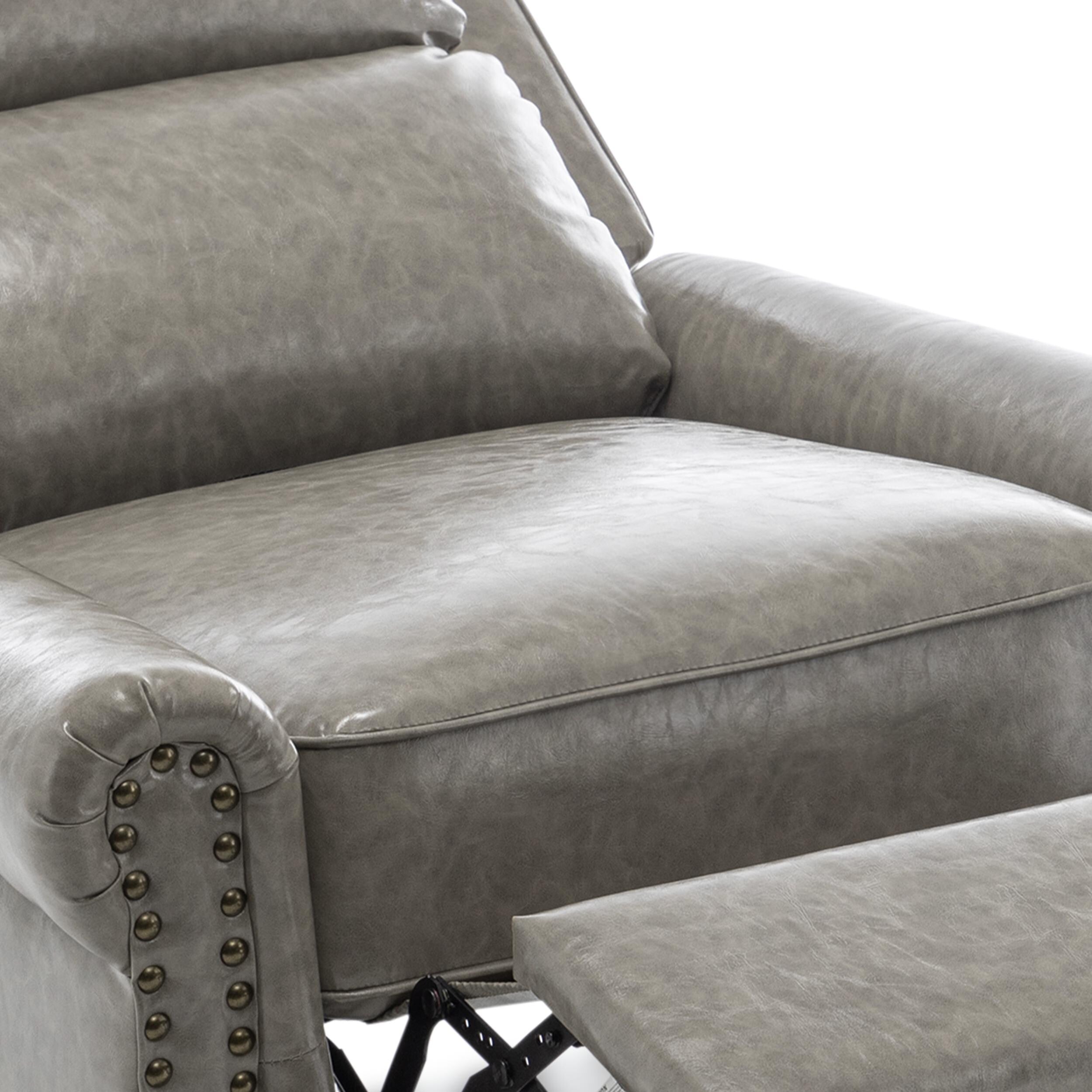 Fauteuil inclinable Alisa 35 po de largeur en cuir végétalien et lin