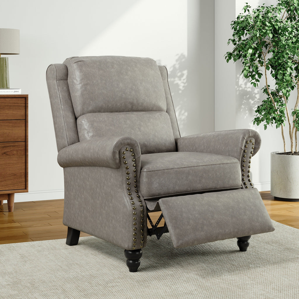 Fauteuil inclinable Alisa 35 po de largeur en cuir végétalien et lin