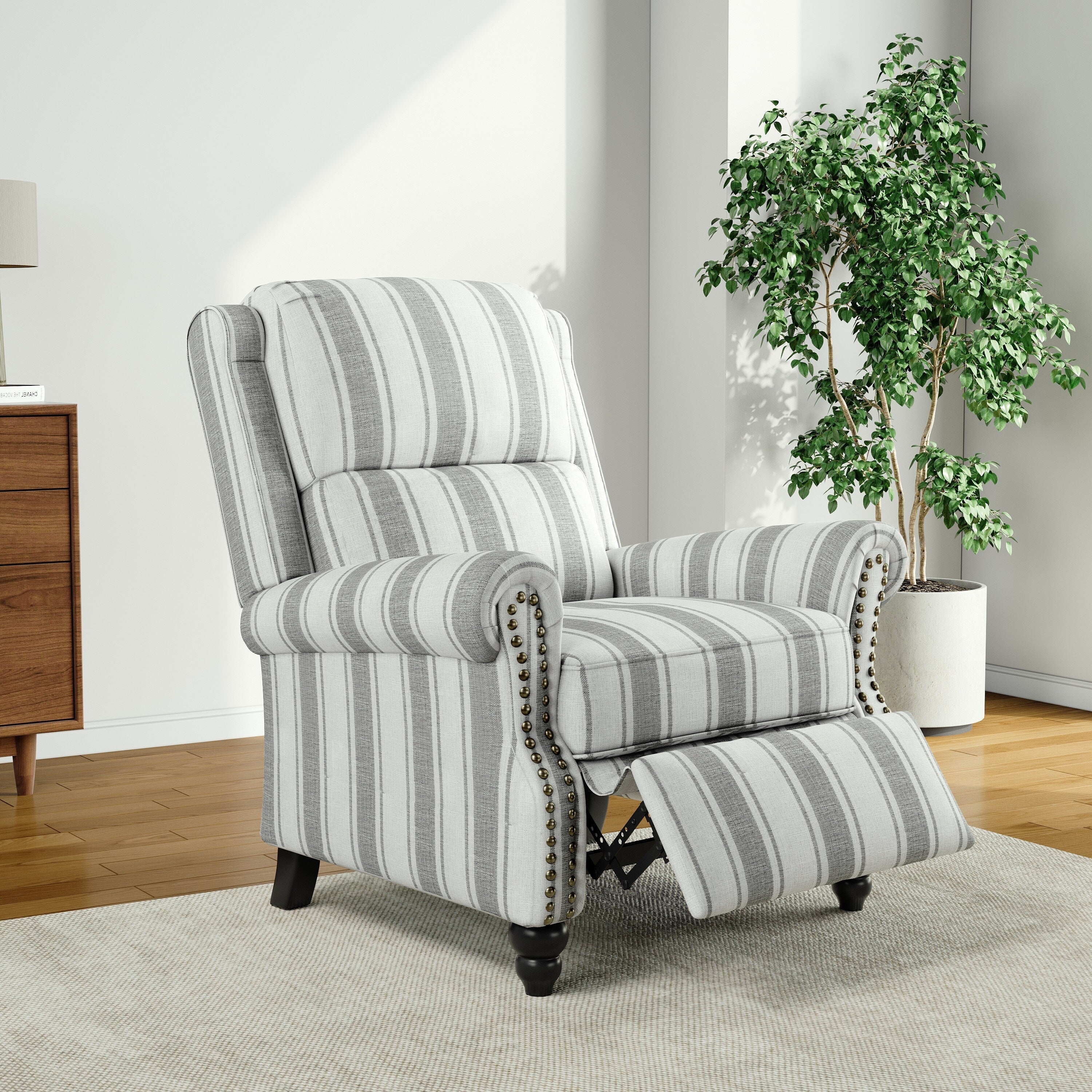 Fauteuil inclinable Alisa 35 po de largeur en cuir végétalien et lin