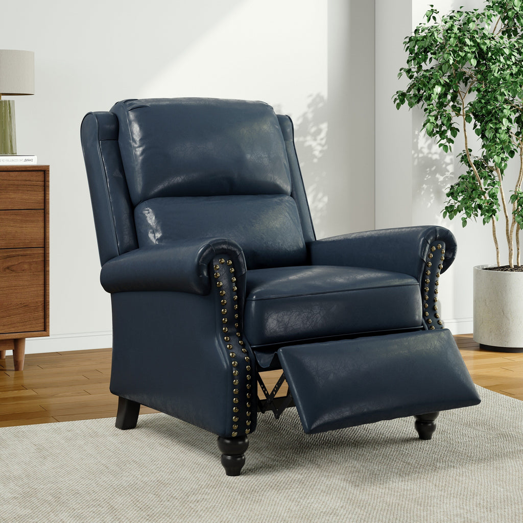 Fauteuil inclinable Alisa 35 po de largeur en cuir végétalien et lin