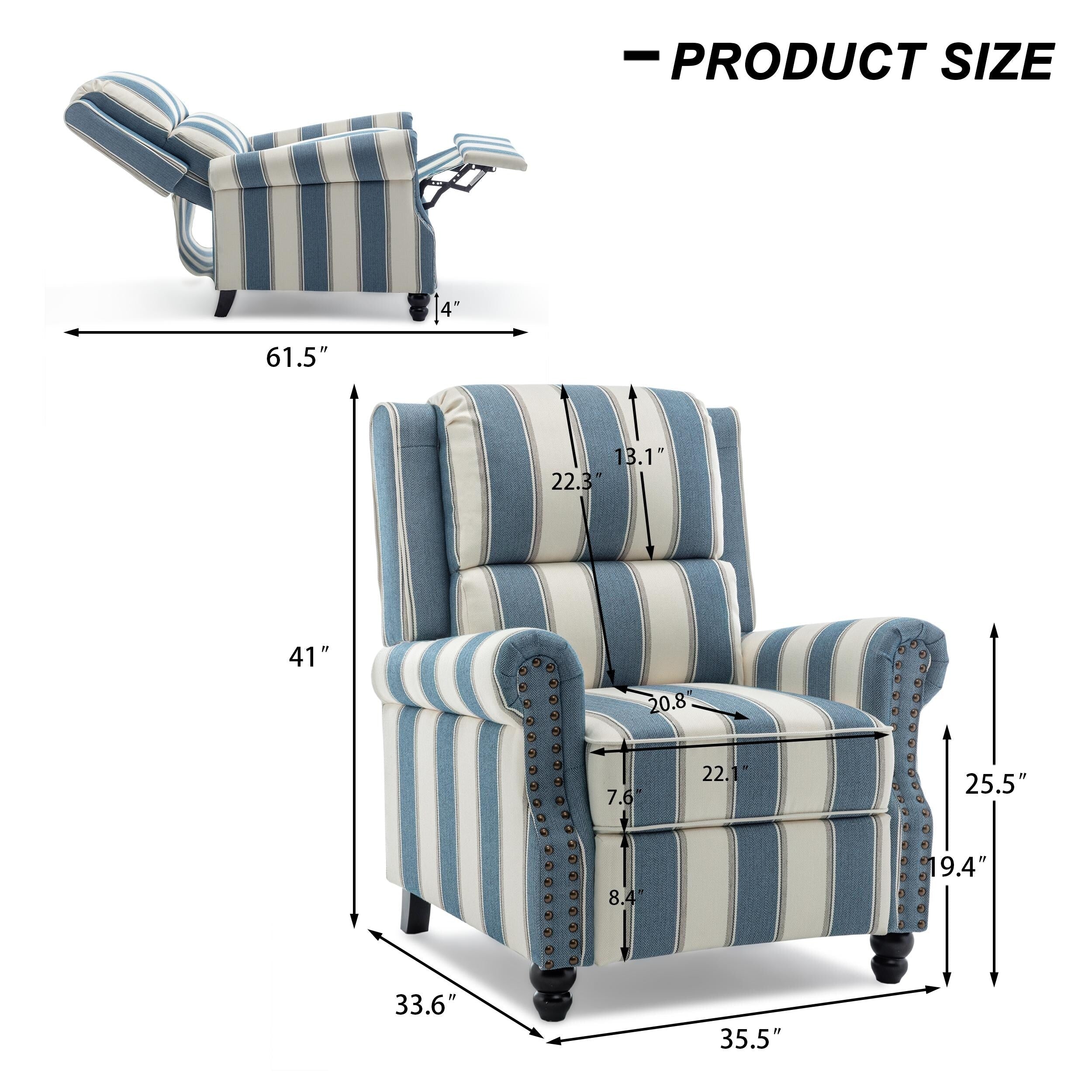 Fauteuil inclinable Alisa 35 po de largeur en cuir végétalien et lin