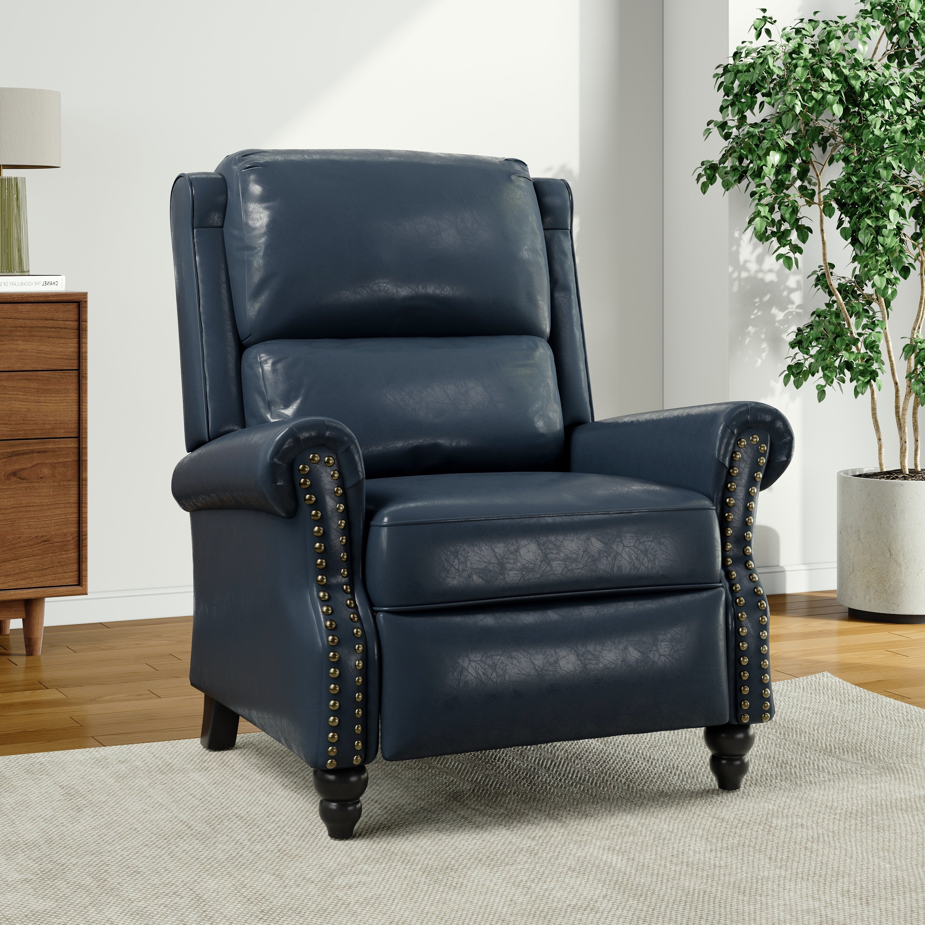 Fauteuil inclinable Alisa 35 po de largeur en cuir végétalien et lin