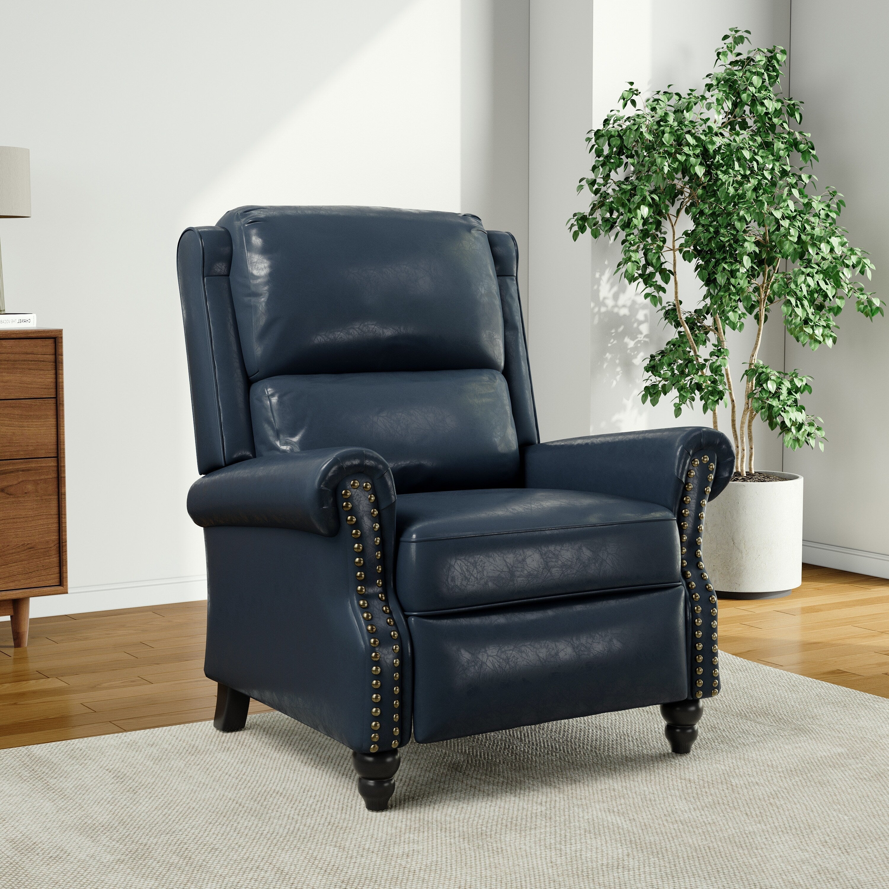 Fauteuil inclinable Alisa 35 po de largeur en cuir végétalien et lin