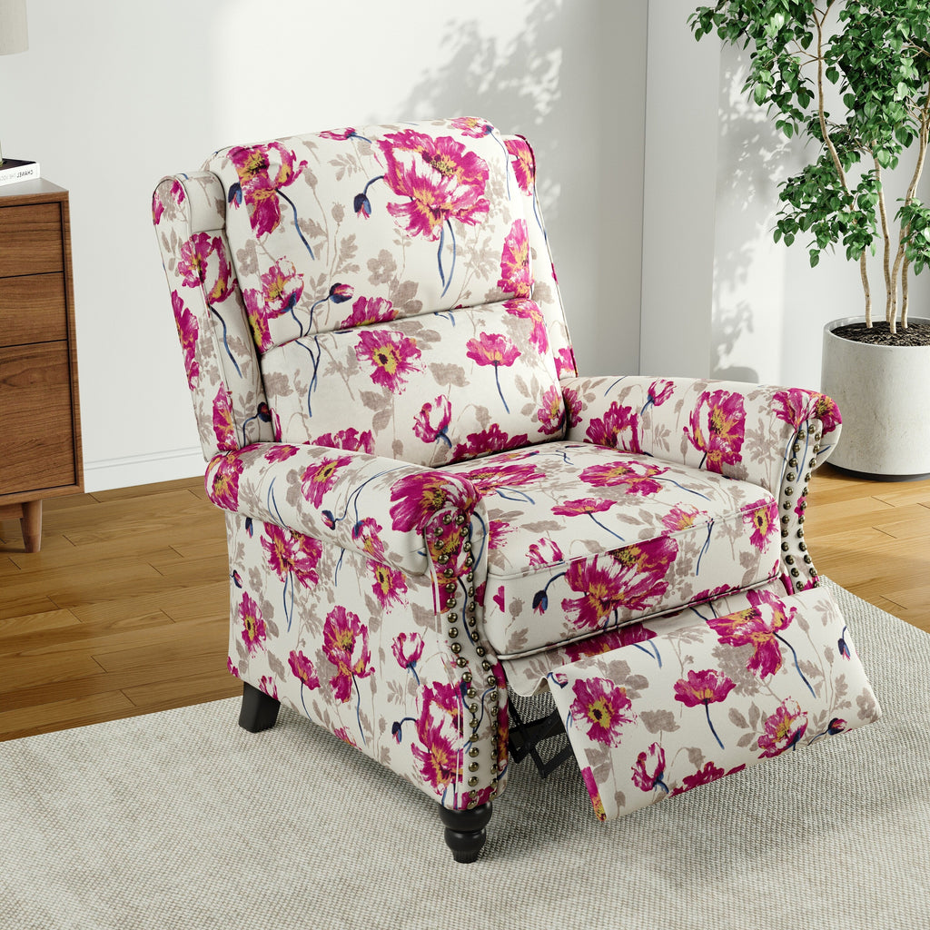 Fauteuil inclinable Alisa 35 po de largeur en cuir végétalien et lin