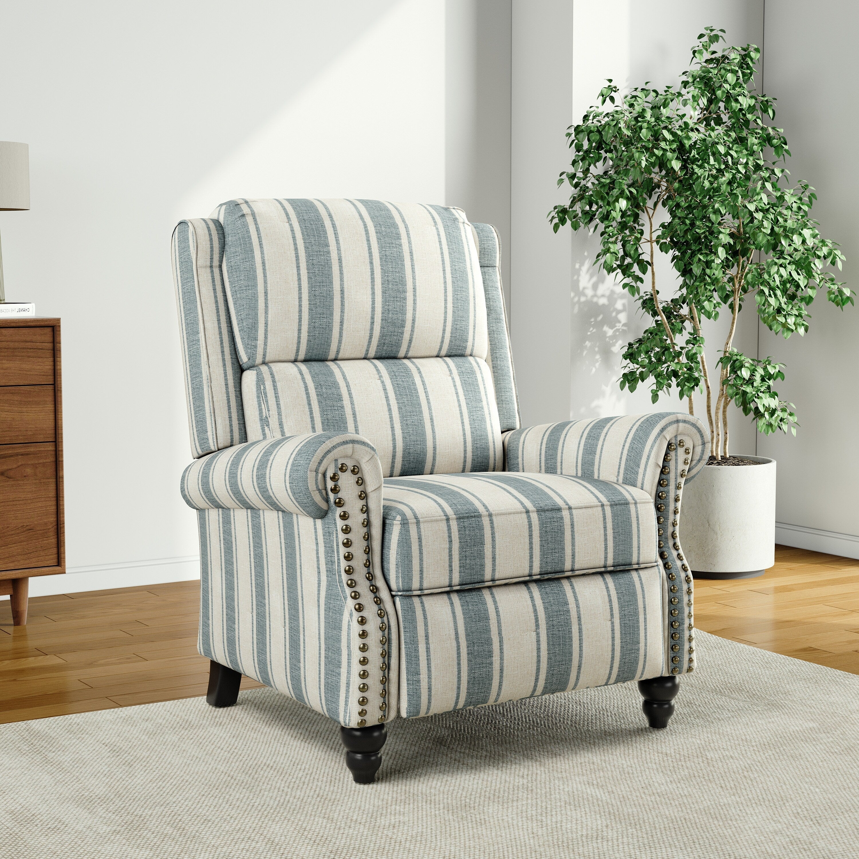 Fauteuil inclinable Alisa 35 po de largeur en cuir végétalien et lin