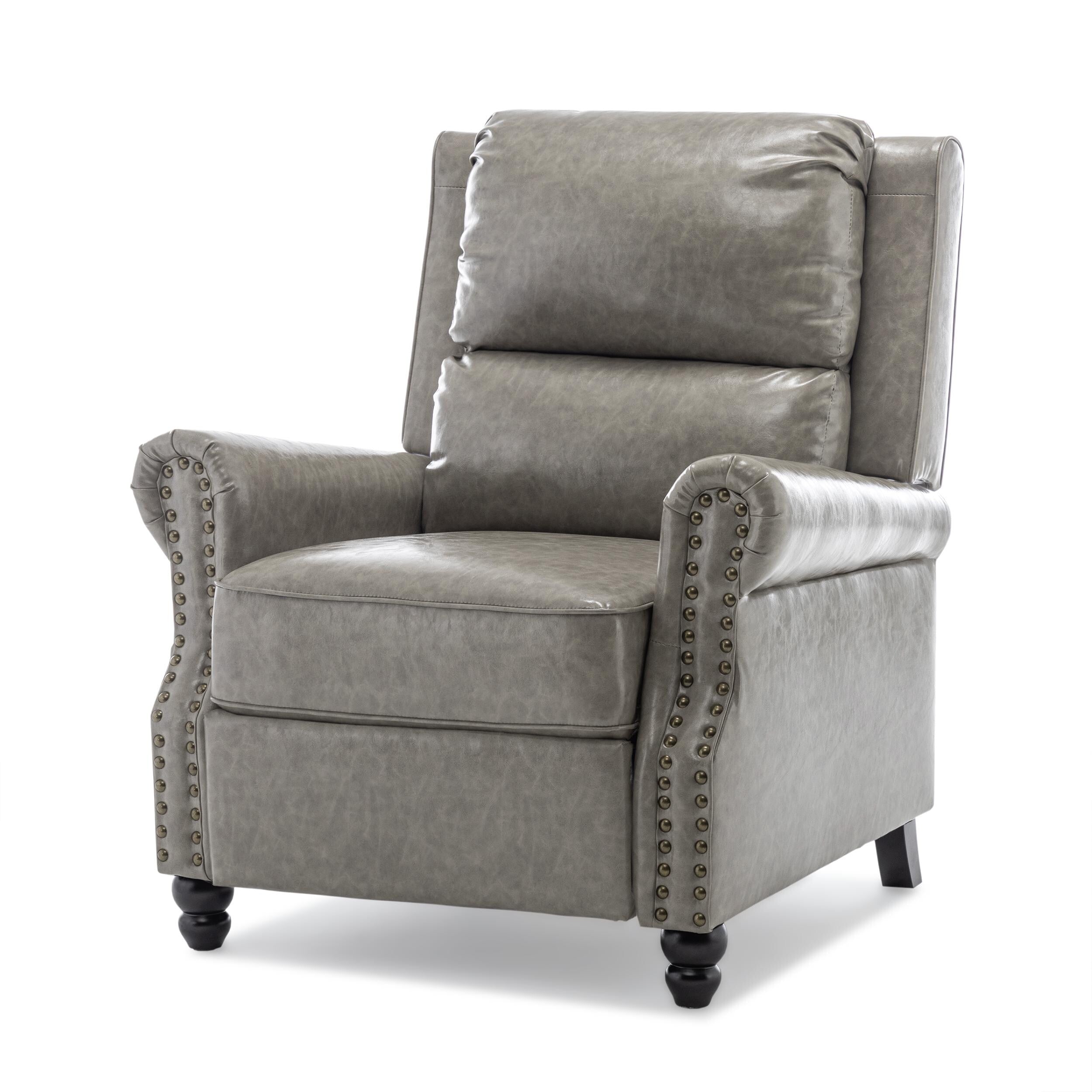 Fauteuil inclinable Alisa 35 po de largeur en cuir végétalien et lin