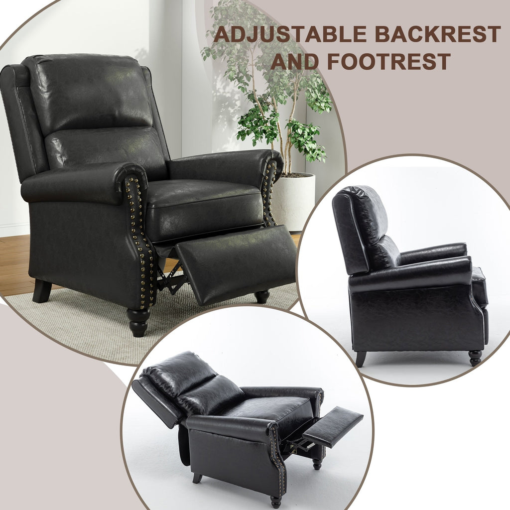 Fauteuil inclinable Alisa 35 po de largeur en cuir végétalien et lin