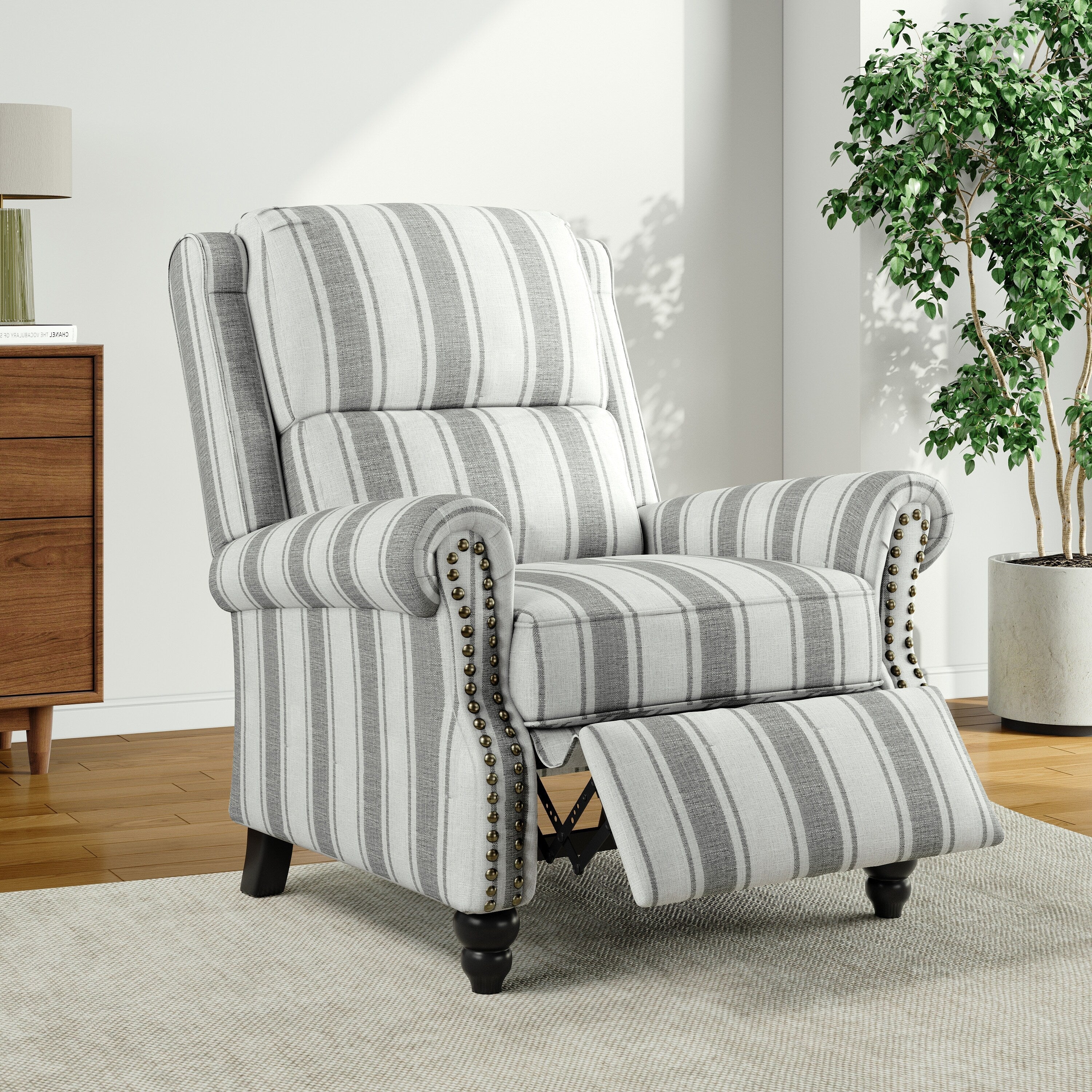 Fauteuil inclinable Alisa 35 po de largeur en cuir végétalien et lin