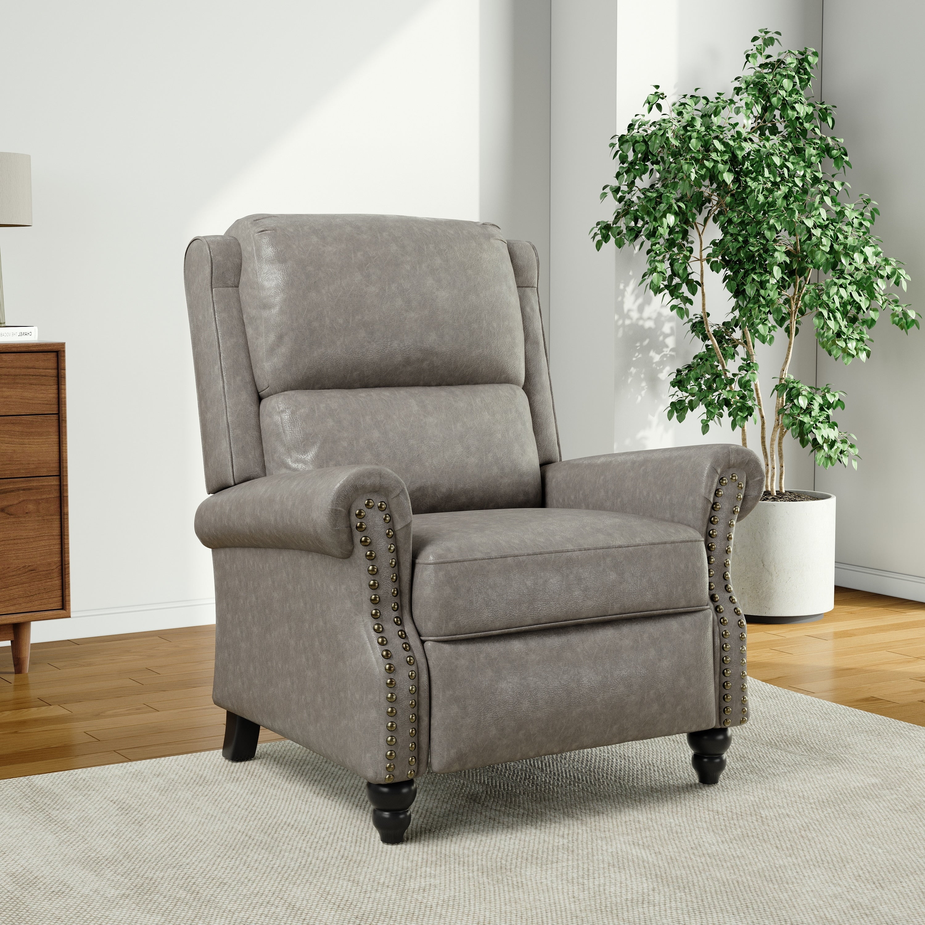 Fauteuil inclinable Alisa 35 po de largeur en cuir végétalien et lin