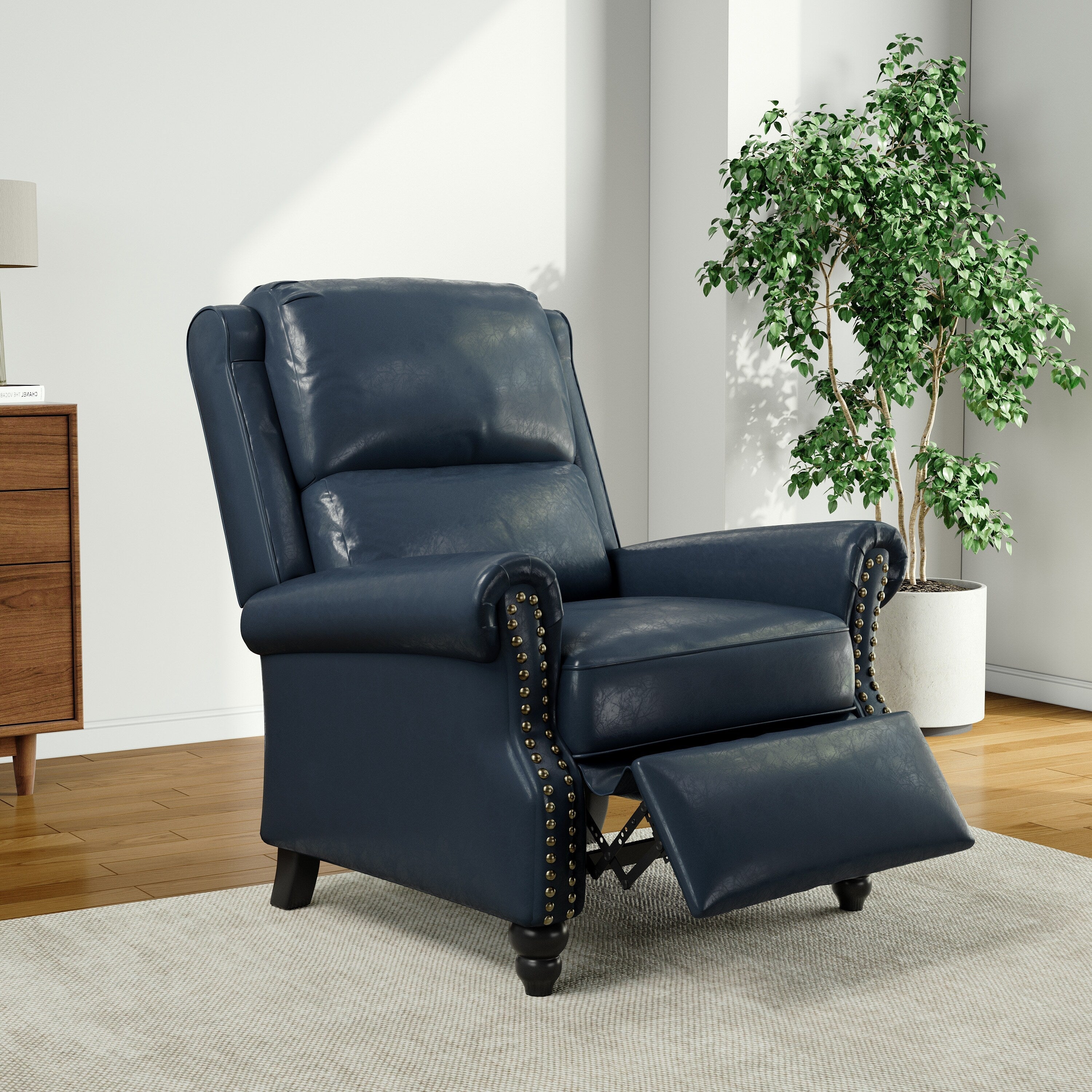 Fauteuil inclinable Alisa 35 po de largeur en cuir végétalien et lin