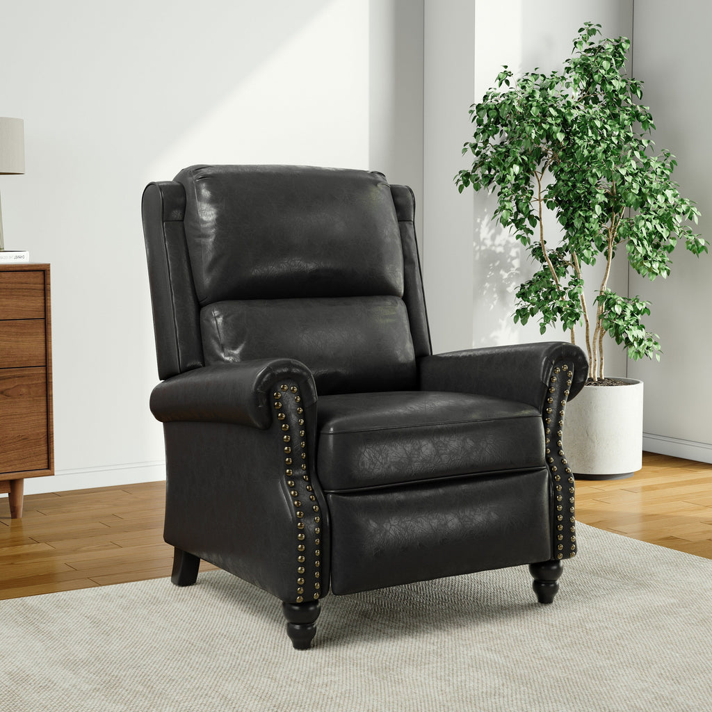Fauteuil inclinable Alisa 35 po de largeur en cuir végétalien et lin
