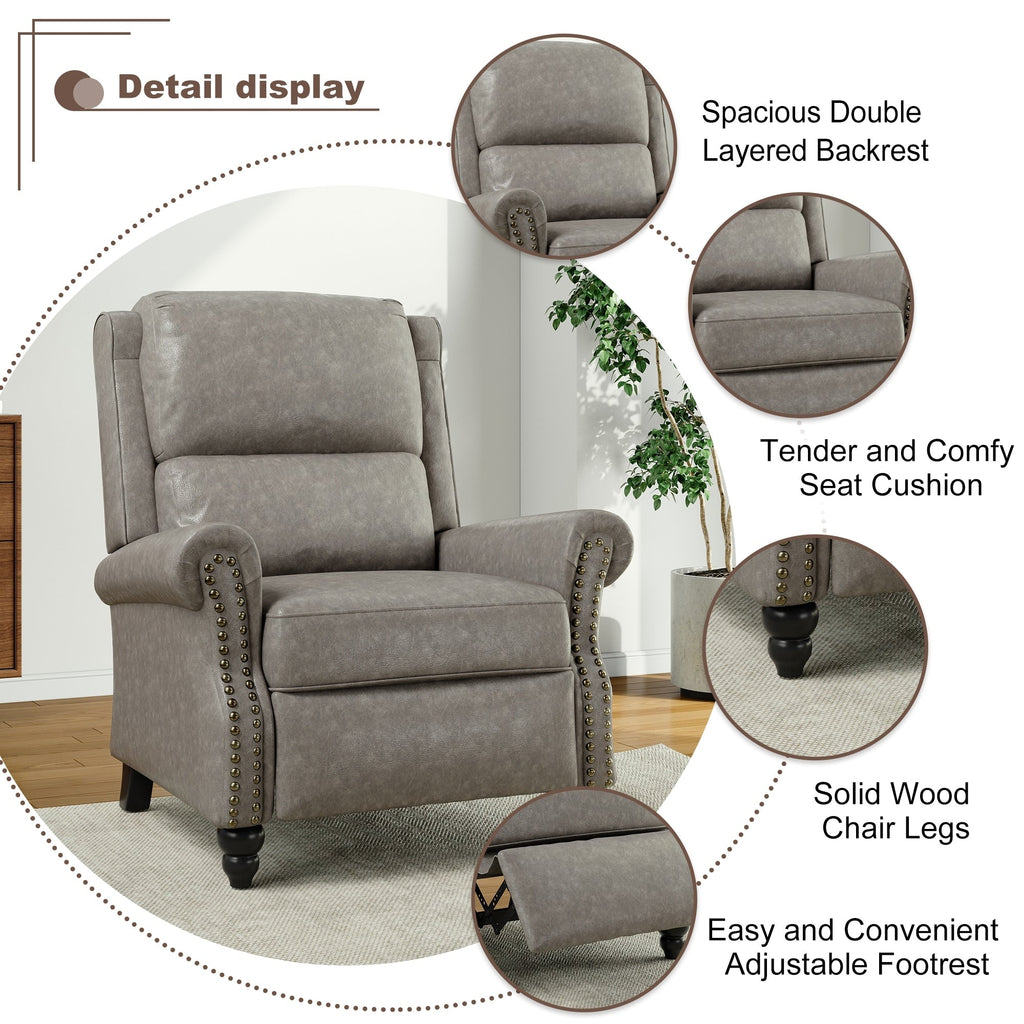 Fauteuil inclinable Alisa 35 po de largeur en cuir végétalien et lin