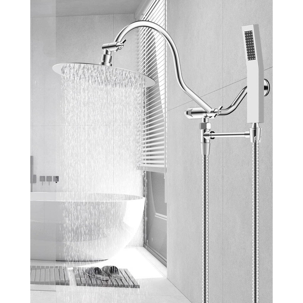 Pommeau de douche à effet pluie haute pression tout en métal de 10 pouces avec pommeau combiné à main