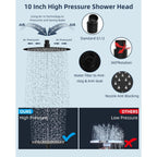 Pommeau de douche à effet pluie haute pression tout en métal de 10 pouces avec pommeau combiné à main