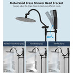 Pommeau de douche à effet pluie haute pression tout en métal de 10 pouces avec pommeau combiné à main