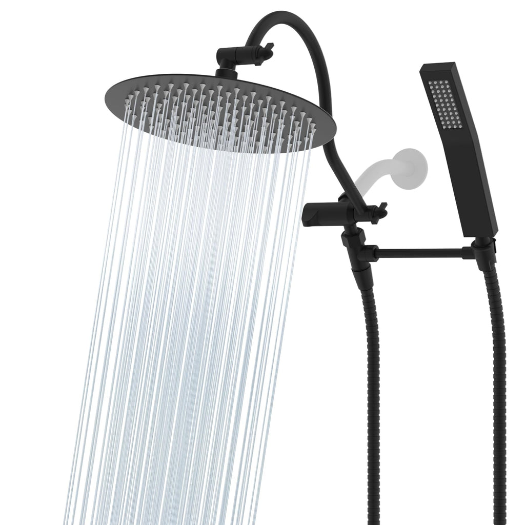 Pommeau de douche à effet pluie haute pression tout en métal de 10 pouces avec pommeau combiné à main