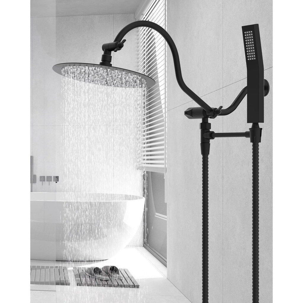 Pommeau de douche à effet pluie haute pression tout en métal de 10 pouces avec pommeau combiné à main