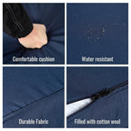 Ensemble de salle à manger de patio toutes saisons 5 pièces, plateau en bois d'acacia avec trou pour parasol, ensemble de conversation d'extérieur en rotin