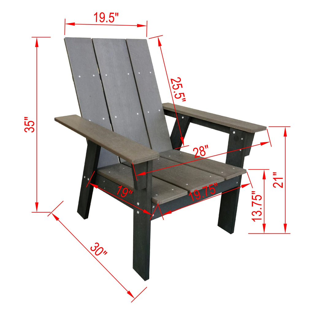 Ensemble de 3 chaises Adirondack Layton en polystyrène toutes saisons