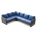 Ensemble de canapé sectionnel en rotin toutes saisons avec coussin