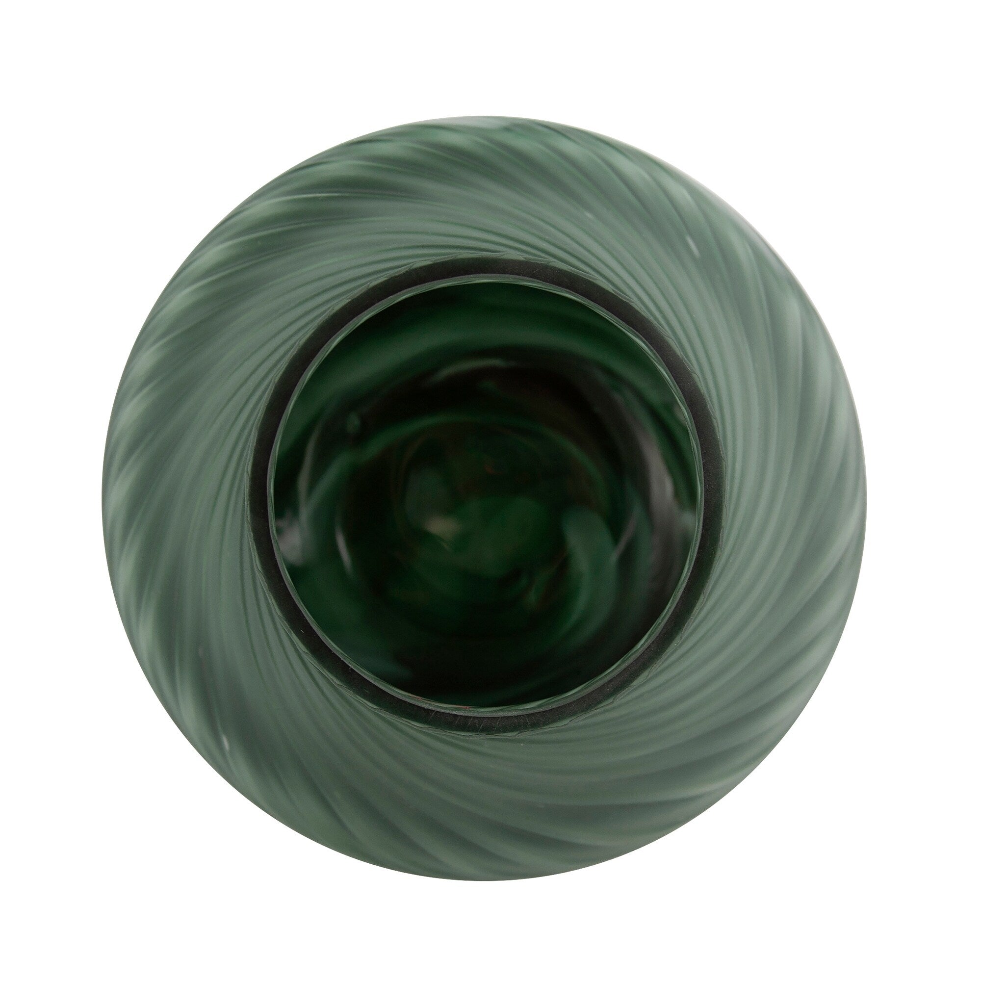 Vase tourbillon décoratif contemporain en verre vert givré d'Allan Andrews