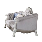 Canapé Ally, 7 coussins décoratifs, similicuir blanc os classique, 96 pouces