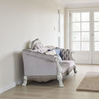 Canapé Ally, 7 coussins décoratifs, similicuir blanc os classique, 96 pouces