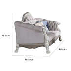 Canapé Ally, 7 coussins décoratifs, similicuir blanc os classique, 96 pouces