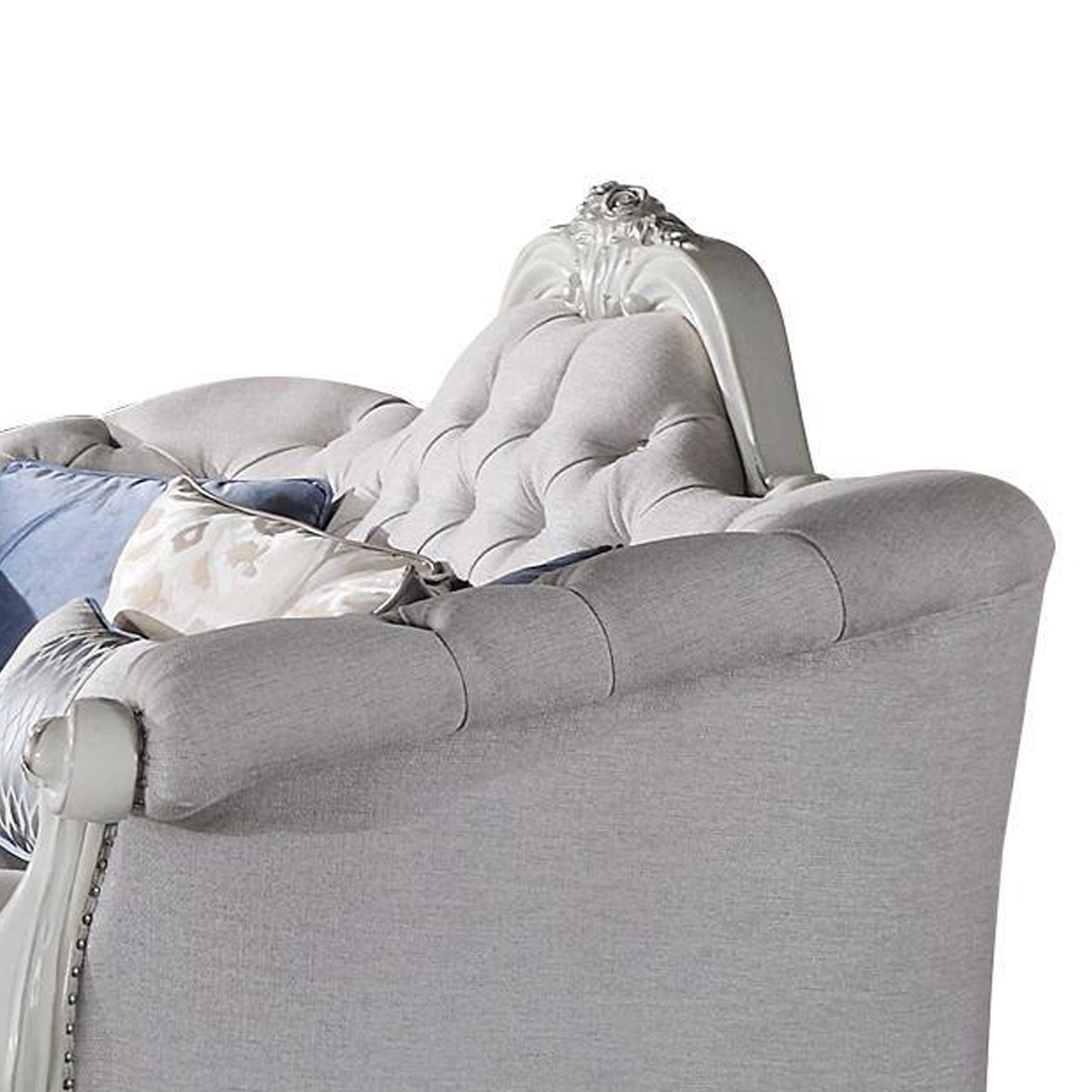 Canapé Ally, 7 coussins décoratifs, similicuir blanc os classique, 96 pouces