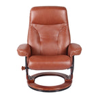 Fauteuil inclinable et ottoman en cuir véritable Almond