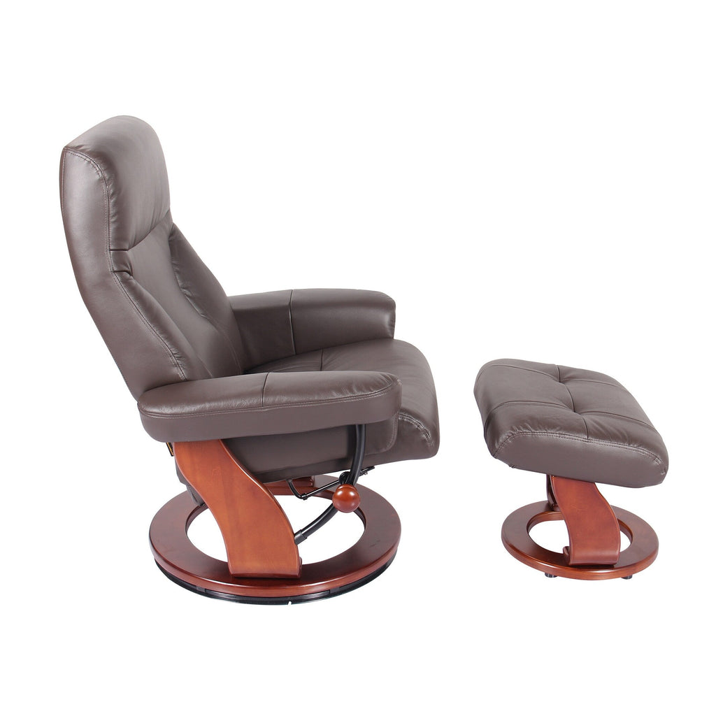 Fauteuil inclinable et ottoman en cuir véritable Almond