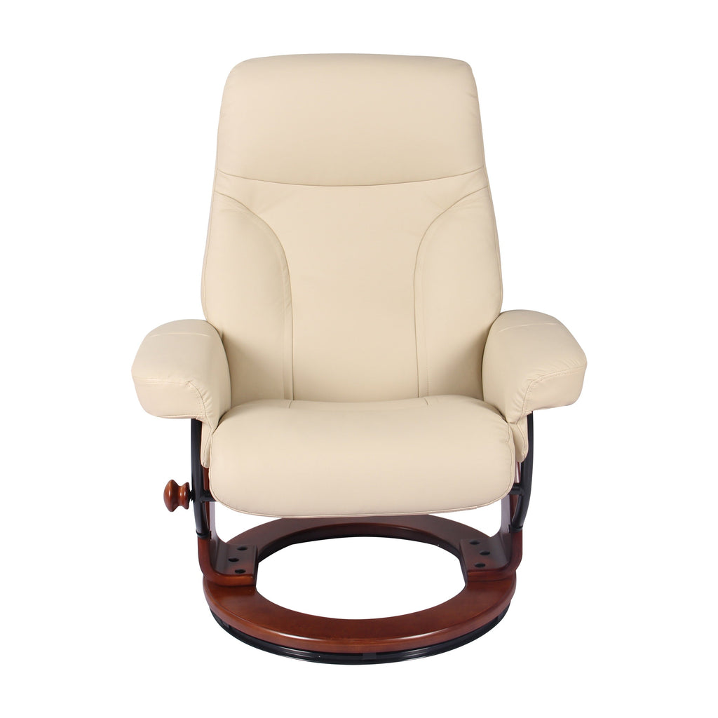 Fauteuil inclinable et ottoman en cuir véritable Almond