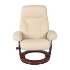 Fauteuil inclinable et ottoman en cuir véritable Almond