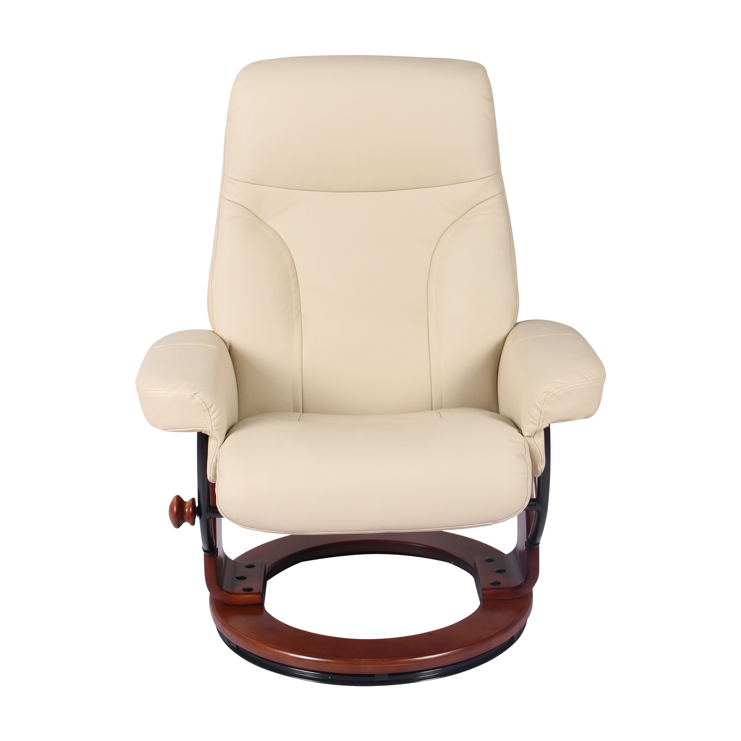 Fauteuil inclinable et ottoman en cuir véritable Almond